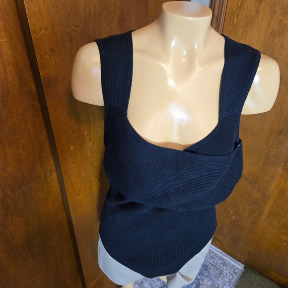 Abercrombie & Fitch Womens Bodysuit Black XL Wrap Front Ribbed Knit - Picture 5 of 12